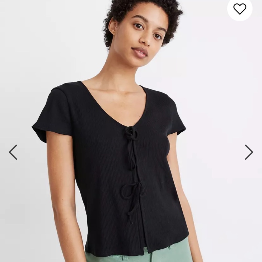 Madewell Ribbed Bow Front Tee